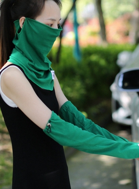棉时髦夏防晒女护颈面罩袖套挂耳