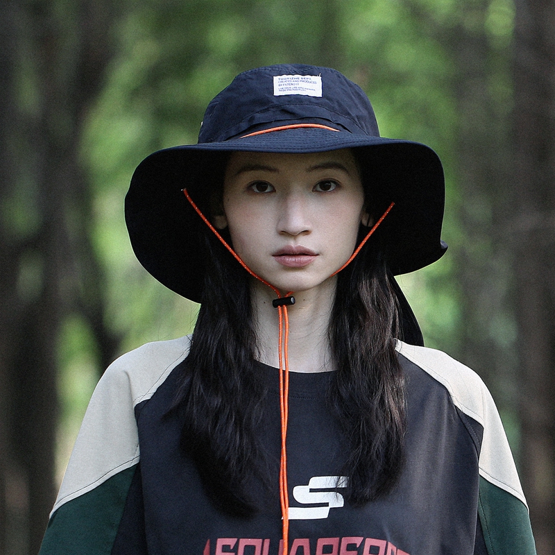 美式大檐渔夫帽登山盆帽护后颈颜值拼色防风防晒帽子户外徒步遮阳 - 图2