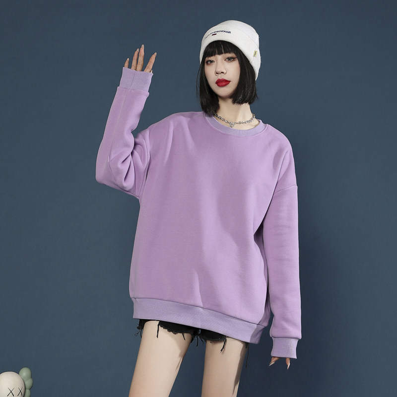 加绒女秋冬装2021年新款宽松衫卫衣 solothink服饰卫衣/绒衫