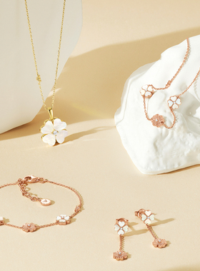 白鹿同款阿玛尼四叶草项链手链