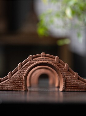 中式陶瓷小桥拱桥古桥模型假山流水微景观盆景装饰品鱼缸造景摆件