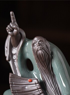 老子饰品大型陶瓷历史人物雕像新中国风家居古架子装饰工艺品饰品