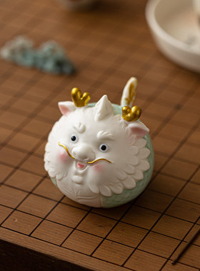 创意国潮风陶瓷可爱生肖龙吉祥物摆件家居办公桌面装饰工艺礼品摆