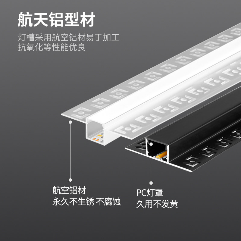 LED线条灯嵌入式家用客餐厅走廊吊顶双眼皮照明预埋线形灯带铝槽,淘宝优惠券,粉丝福利购,淘宝优惠卷