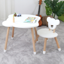 Nordic minimalist children solid wood table and chairs suit kindergarten writing games table chairs ins baby study table