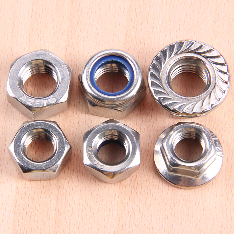 304不锈钢六角锁紧螺母尼龙防松螺母法兰螺母大全M4M6M8M10M12mm - 图1