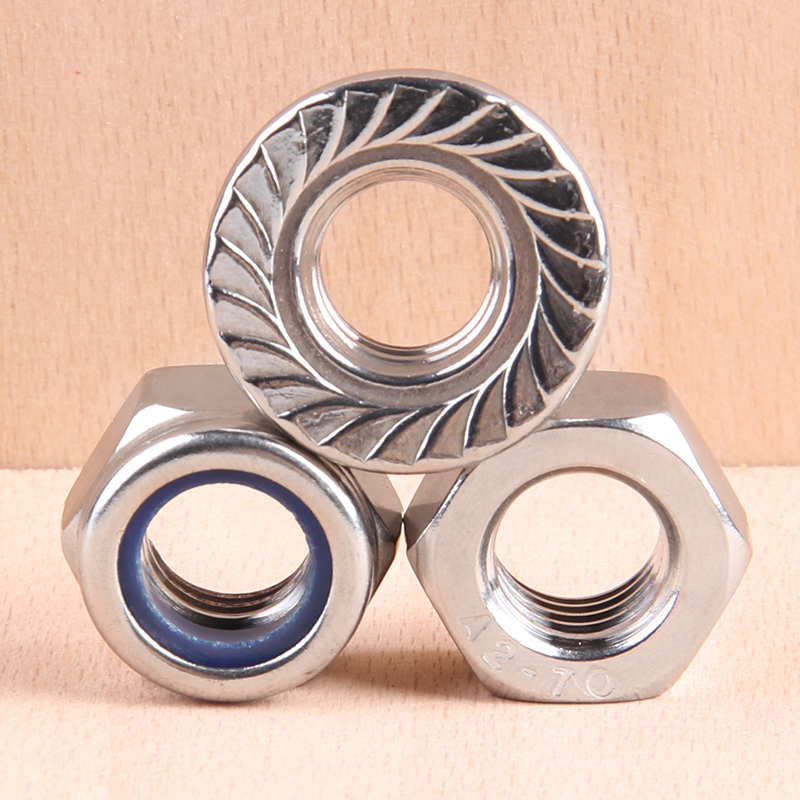 304不锈钢六角锁紧螺母尼龙防松螺母法兰螺母大全M4M6M8M10M12mm - 图0