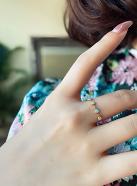 18K红宝石，欧泊链条可调节百搭