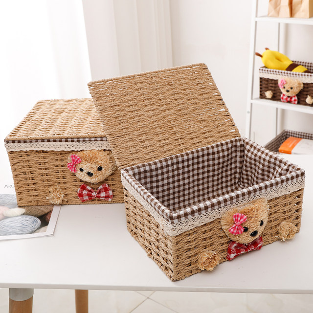 Braided fabric underwear cosmetic storage box with cover