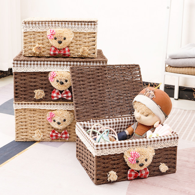 Braided fabric underwear cosmetic storage box with cover