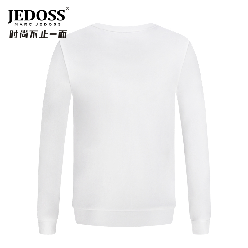 JEDOSS/爵迪斯男装秋冬专柜款圆领加绒厚款logo烫钻套头卫衣