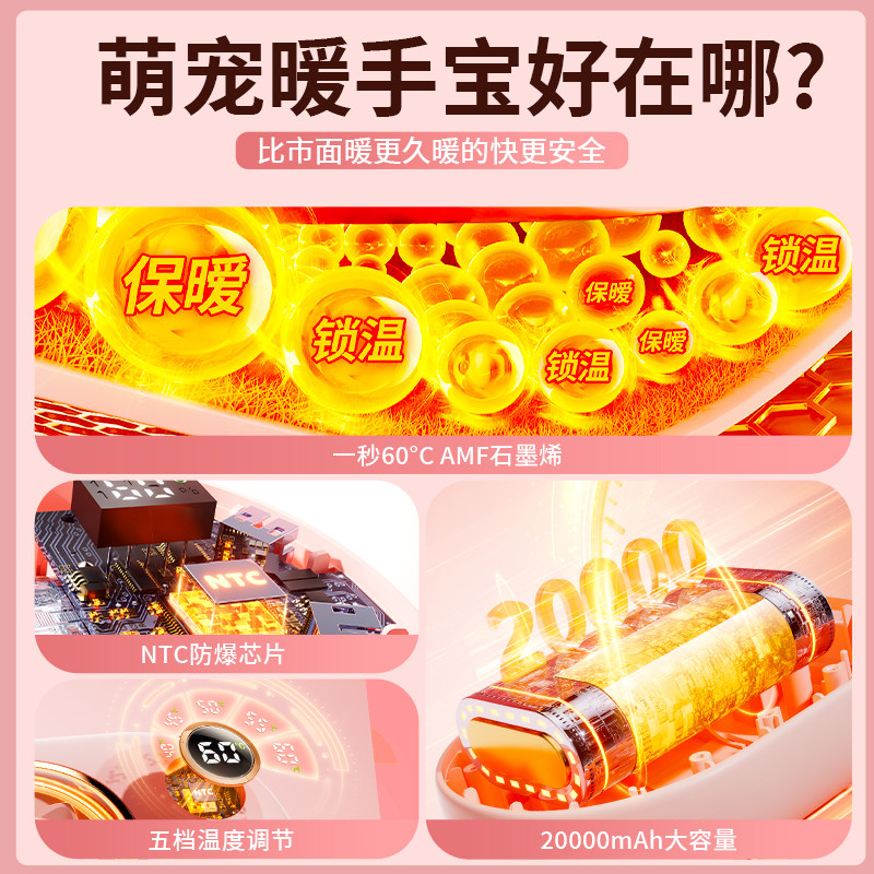 2024新款暖手宝充电二合一自发热送女生手握式USB迷你小随身携带儿童蛋公仔可爱学生电便携暖宝生日礼物神器