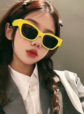 演唱会音乐节粉红色墨镜粉色边框玫红眼镜女无度数潮酷装饰配件