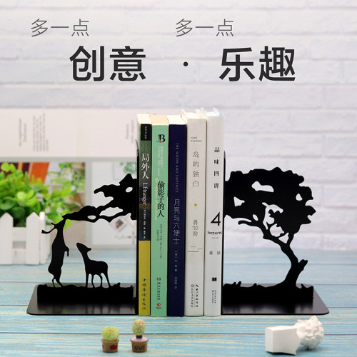 创意书立摆件ins风北欧装饰书立架伸缩家居桌面书柜书房书挡办公室礼品铁艺造型书夹书靠工艺品学生书架桌上 - 图0