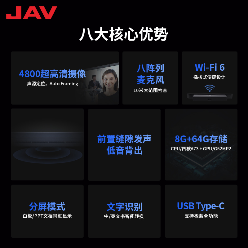 JAV55/65/75/86/100会议平板触摸一体机电子白板黑板多媒体智能商务工控触控电视视频培训会议办公商务屏显示 - 图0