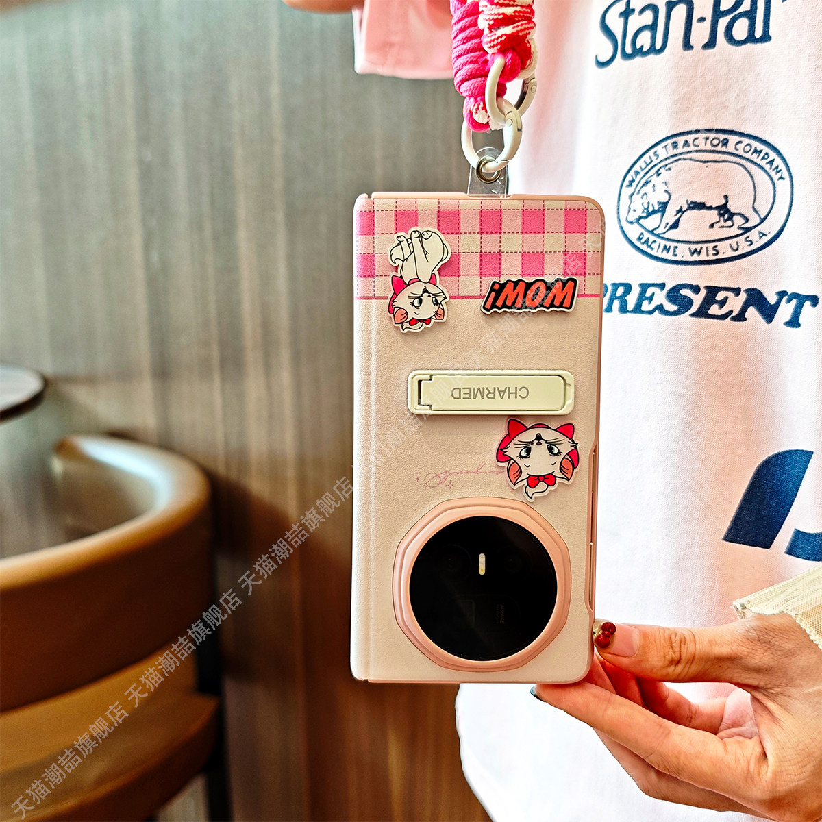 潮喆 适用荣耀v5折叠手机壳v3 新款华为matex6x5x3卡通可爱少女风oppovivo小米三星中轴磁吸铰链全包防摔保护 - 图2