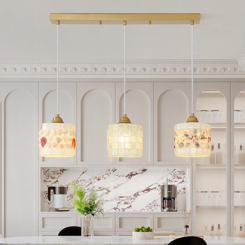 复古彩色玻璃餐厅吊灯三头轻法式蒂凡尼地中海贝壳过道吧台岛台灯,淘宝优惠券,粉丝福利购,淘宝优惠卷