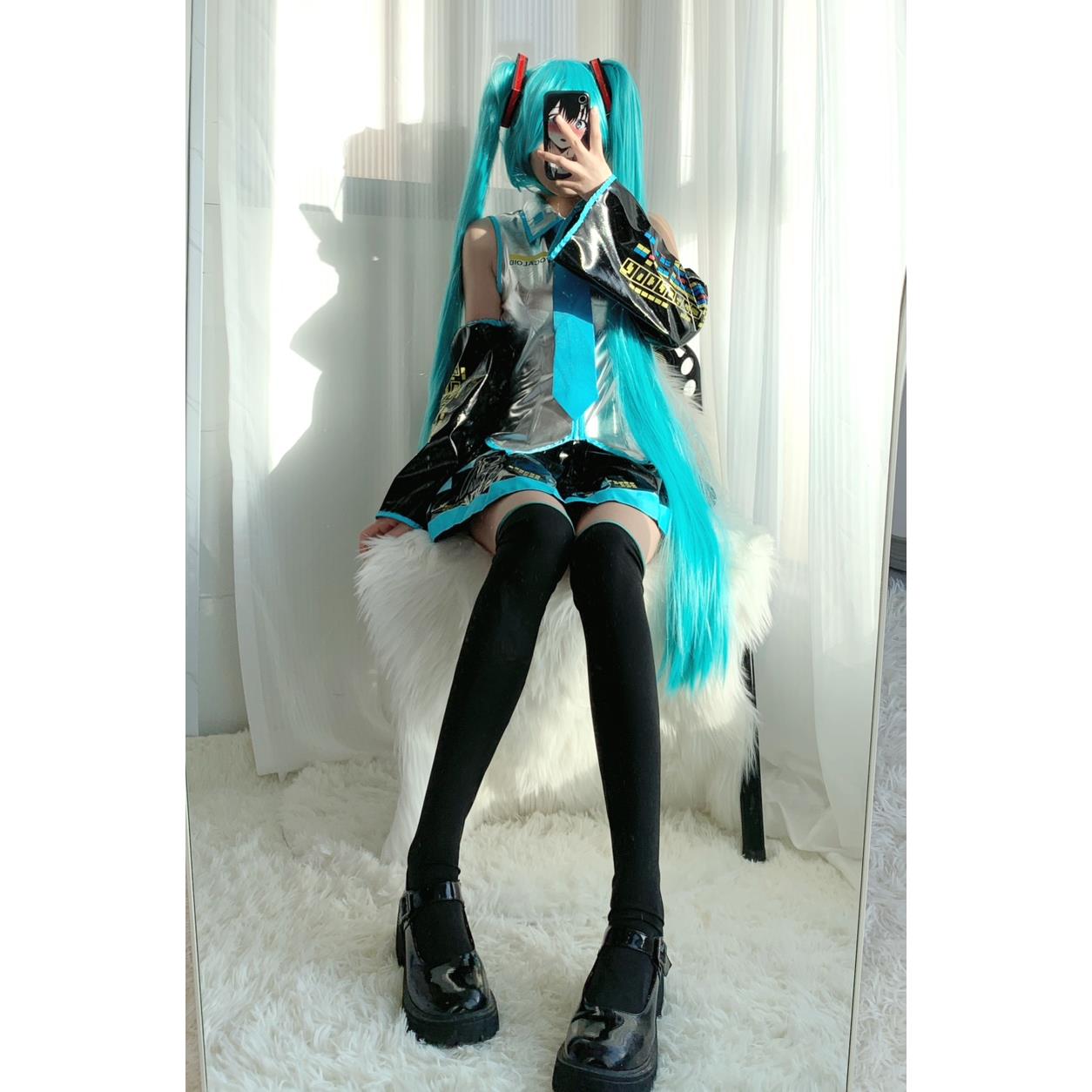 初音未来cos服MIKU公式服日本少女动漫白银漆皮JK女装cosplay套装 - 图0