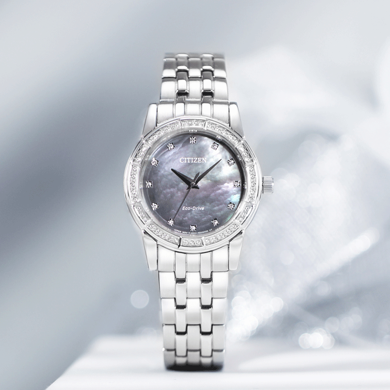Citizen西铁城光动能新款满天星水晶贝母盘时尚手表女士EM0770