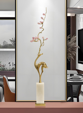 玄关竖高招财福鹿1米摆件