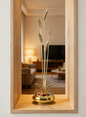 新年金色麦穗丰收聚宝盆大麦摆件