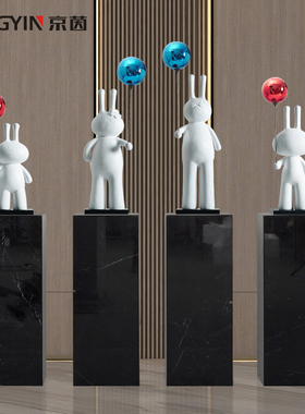 网红卡通气球兔子客厅装置艺术品