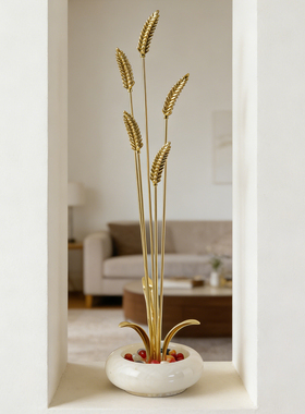 玉石聚宝盆新年吉祥穗穗平安摆件