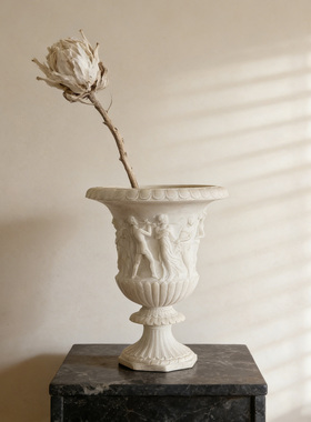 中古风仿玉石做旧大口径花瓶