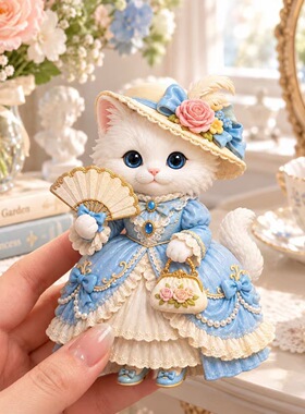 贵妇小猫树脂浮雕磁吸冰箱贴装饰