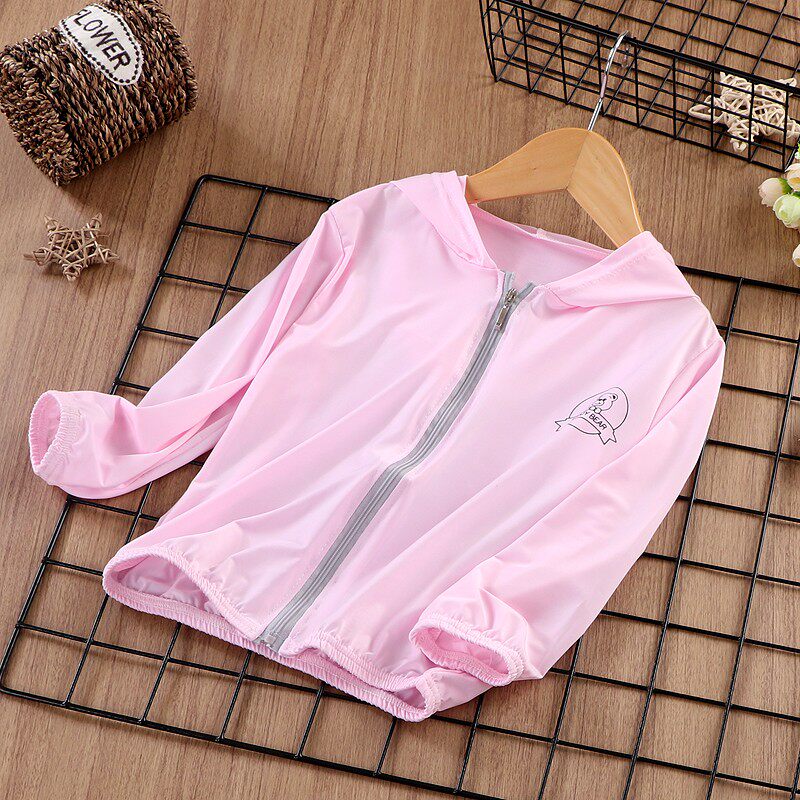 防晒薄款冰丝女童连帽外套防晒服 玩具熊童装儿童皮肤衣/防晒衣