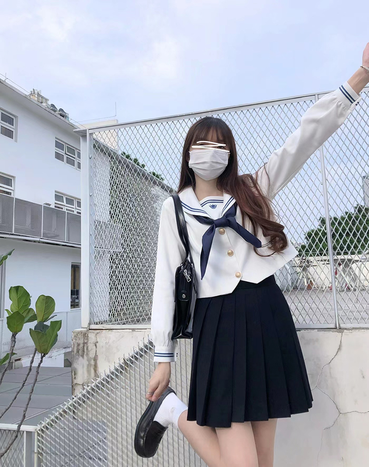 小吉島水手服套装绀二本JK制服基础款海军学院风校供感中间服冬服-图0