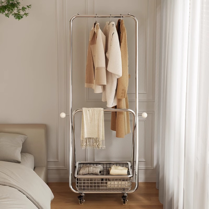 衣架落地卧室单杆晾衣架移动衣帽架室内家用加粗衣服杆房间挂衣架 - 图2