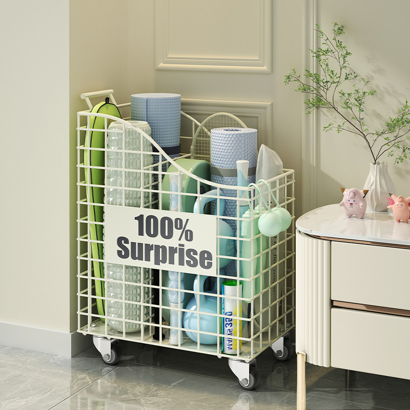 瑜伽垫收纳筐泡沫轴家用运动健身器材收纳小推车多功能移动置物架,淘宝优惠券,粉丝福利购,淘宝优惠卷