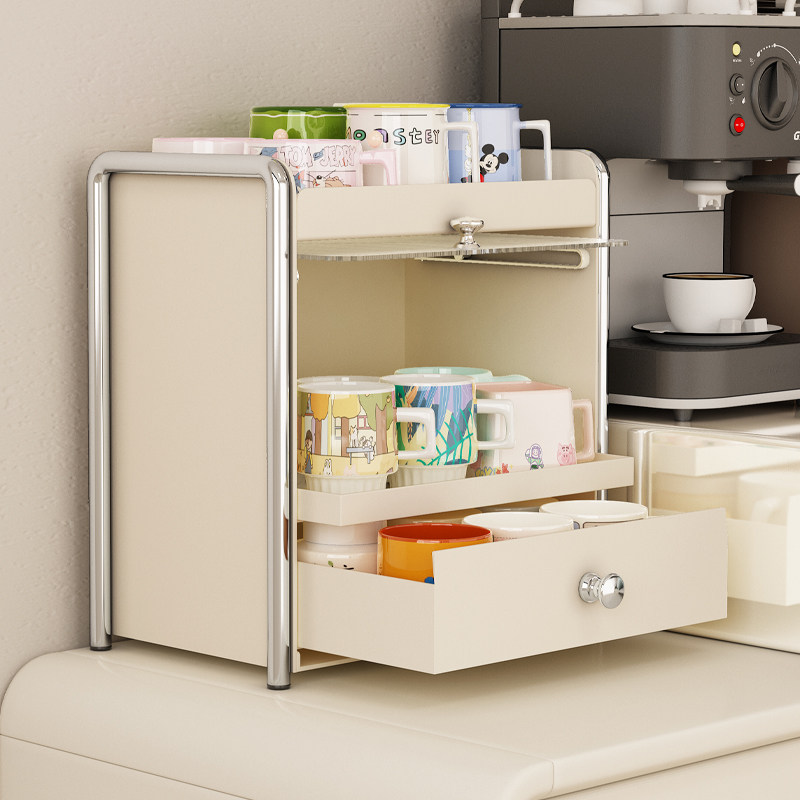 水杯置物架桌面收纳盒台面餐边柜防尘吧台工位茶包咖啡杯子储物柜,淘宝优惠券,粉丝福利购,淘宝优惠卷