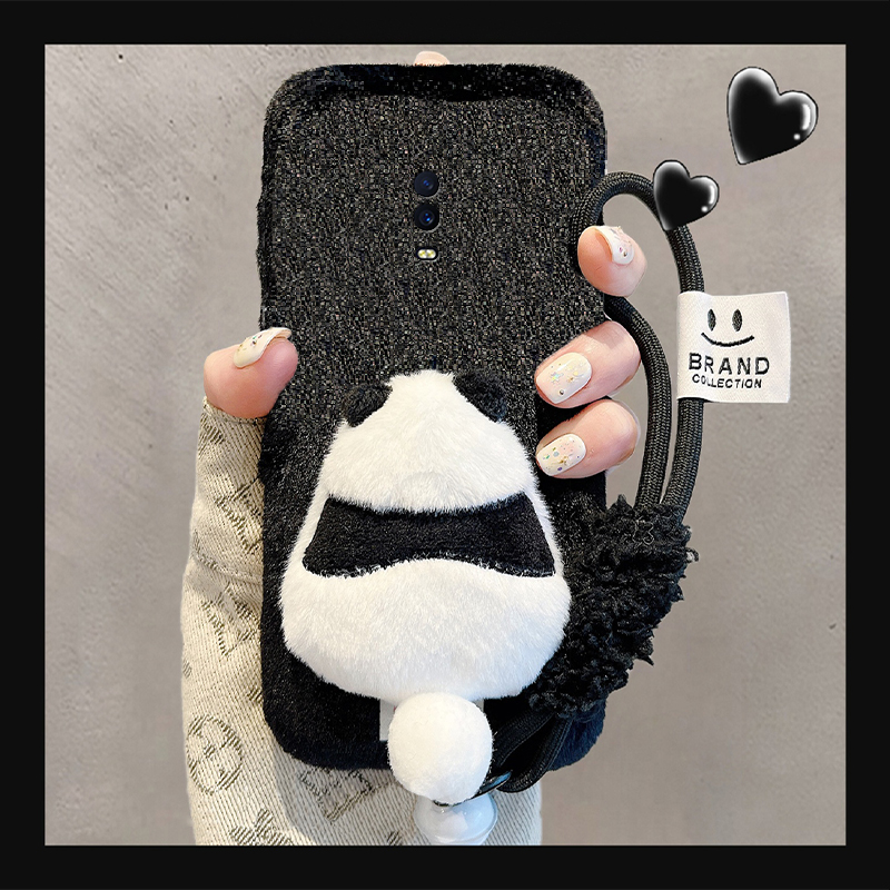 可爱熊猫尾巴适用oppor17pro手机壳r15x梦境版r11splus挂绳r9s呆萌r7plus毛绒r17秋冬季oppo毛茸茸0pp0卡通软 - 图1