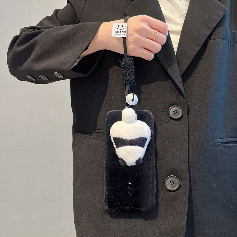 可爱熊猫尾巴适用oppor17pro手机壳r15x梦境版r11splus挂绳r9s呆萌r7plus毛绒r17秋冬季oppo毛茸茸0pp0卡通软 - 图2