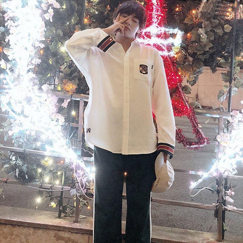 陆柯燃金泰亨同款潮流韩版刺绣衬衫 佼姗服饰衬衫