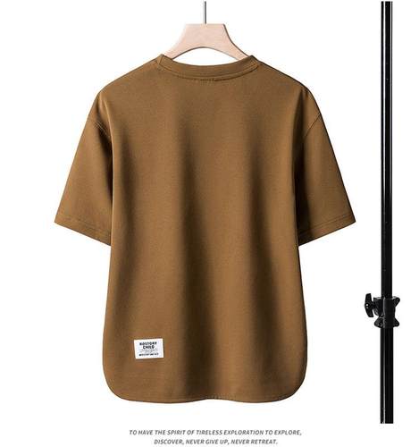 重磅短袖T恤男士休闲美式半袖上衣纯色圆领百搭宽松大码潮T春夏季 - 图3