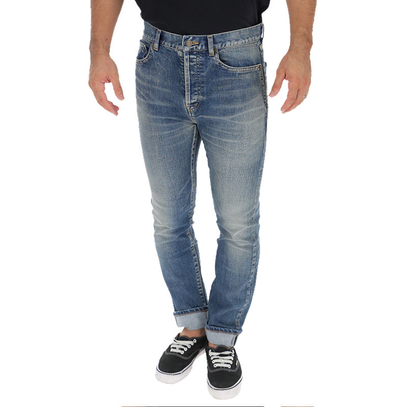 ysl圣罗兰男士蓝色经典百搭裤子 银泰百货潮流鞋靴牛仔裤