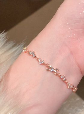 铜镀银碎钻蝴蝶结手链女锆石闪耀