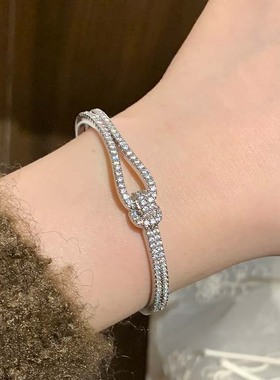 铜镀银打结手镯女高级感开口调节