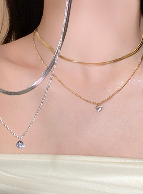 单钻双层蛇骨链项链女叠戴百搭