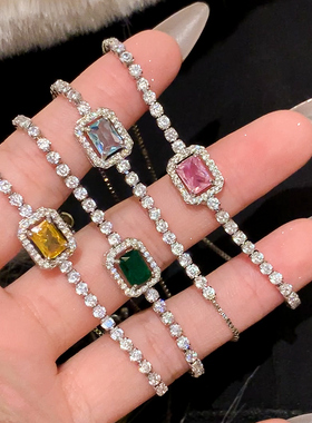 锆石方糖水晶手链女生轻奢高级感