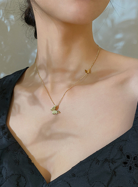 蝴蝶轻奢小众气质钛钢配饰品项链