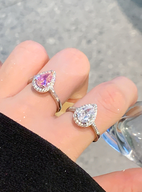 一克拉水滴钻戒指女轻奢气质感