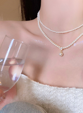 柔光公主珍珠双层颈间叠戴项链女