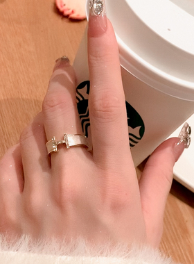 H字母开口戒指女小众设计滴釉