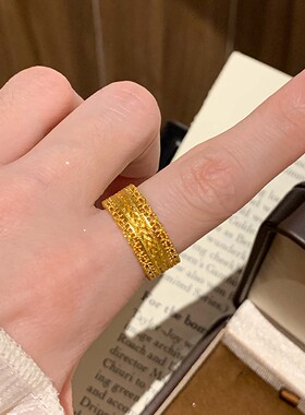 沙金腰缠万贯戒指女款高级感金色