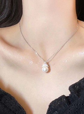 冰雪皇冠珍珠项链女轻奢冰晶絮语