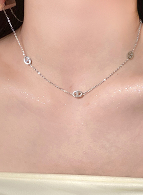 猪鼻子素链锁骨链女别致小众
